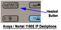 Avaya Call Center Headsets Avaya Nortel phone model 1150E headset button