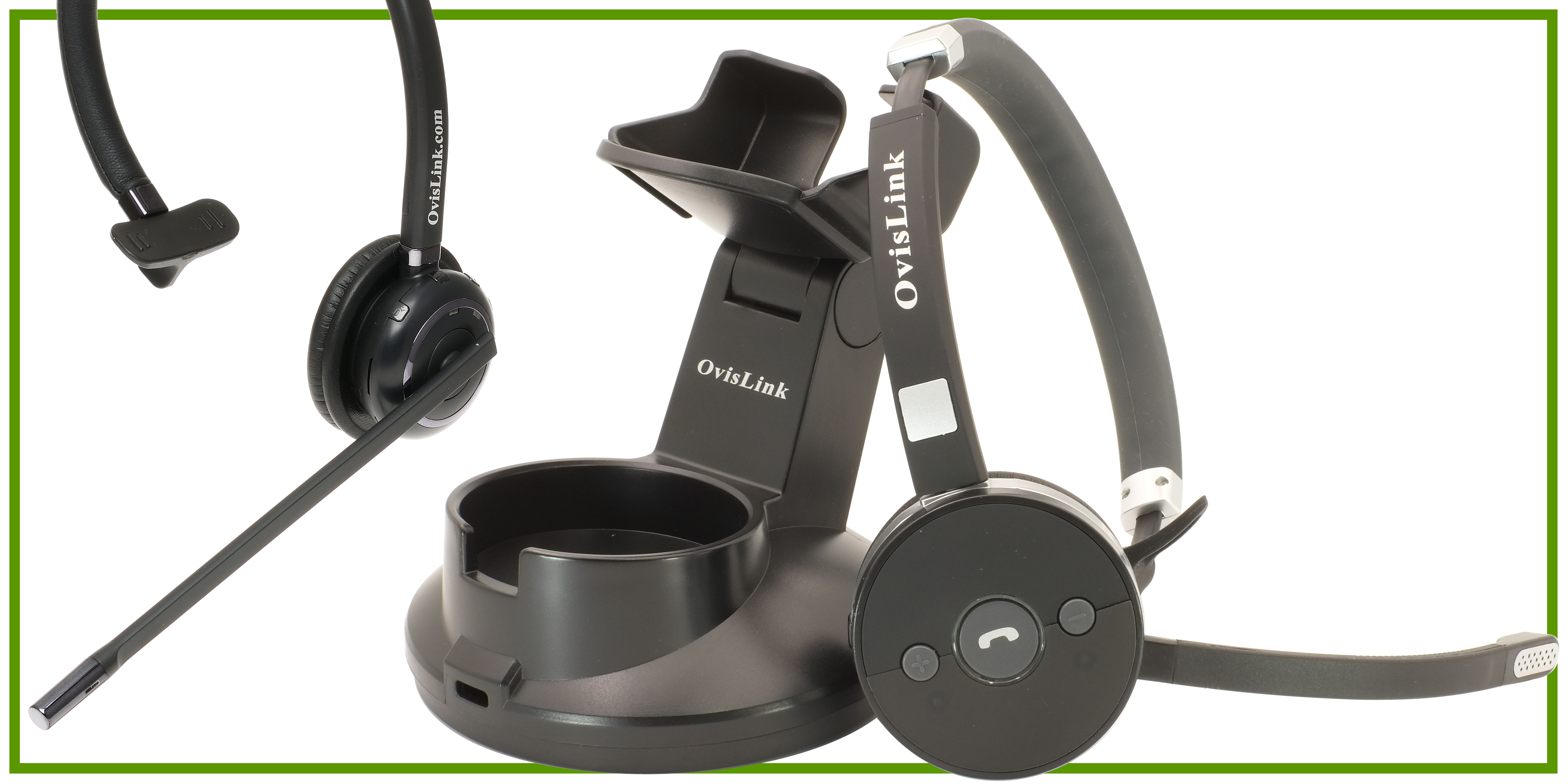 OvisLink wireless call center headsets for computers and desktop phones